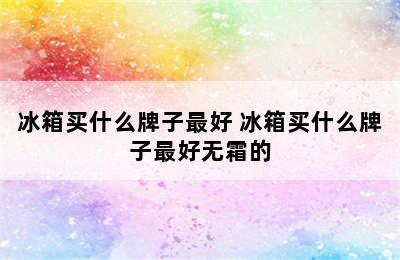 冰箱买什么牌子最好 冰箱买什么牌子最好无霜的